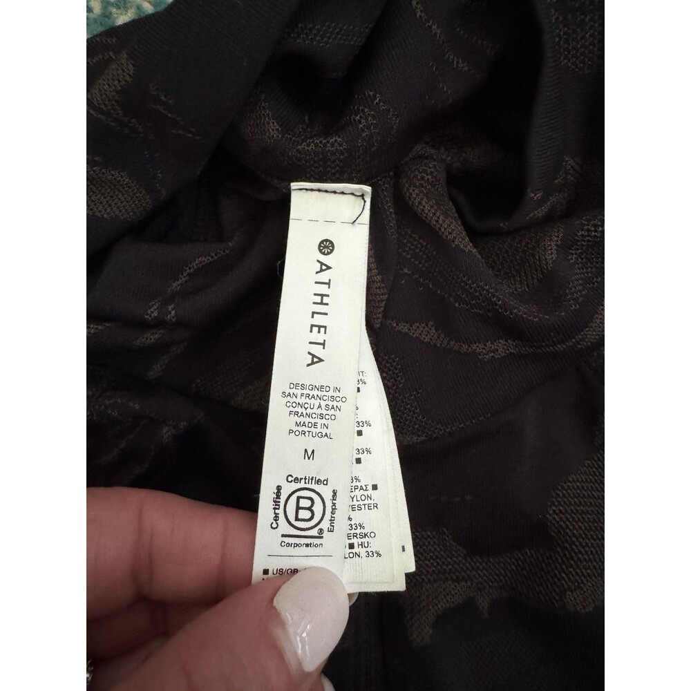 Athleta Momentum Seamless 1/2 Zip Top Black Swirl Pattern Women’s M - Picture 4 of 7